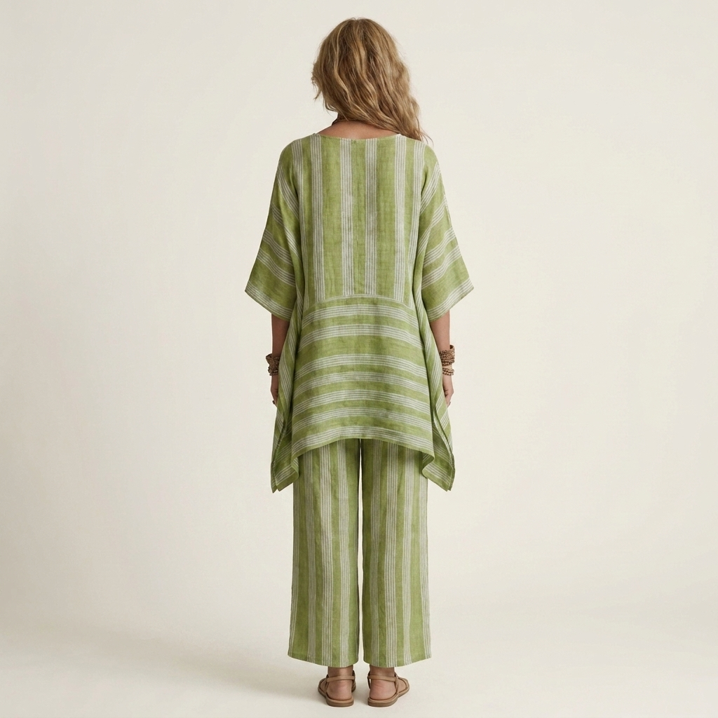 Kiara | Chic Two-Piece Striped Cotton-Linen Set โ Lightweight, Breathable & Effortless Style