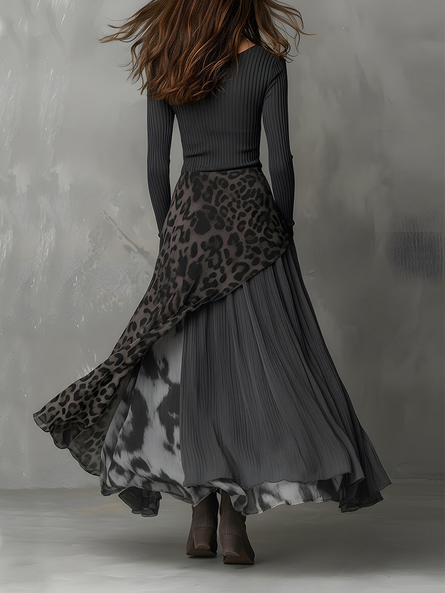 Martina | Boho-Chic Long Leopard-Print Dress • S1