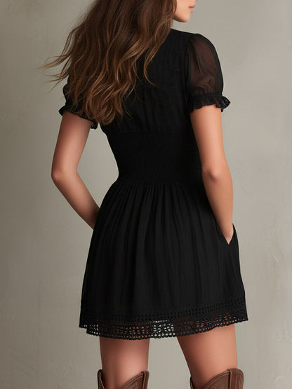 Timeless Muse Lace-Trim Mini Dress