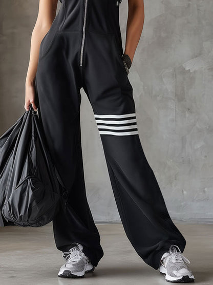 Giada - Retro-Inspired Hooded Sports Jumpsuit with Stripes