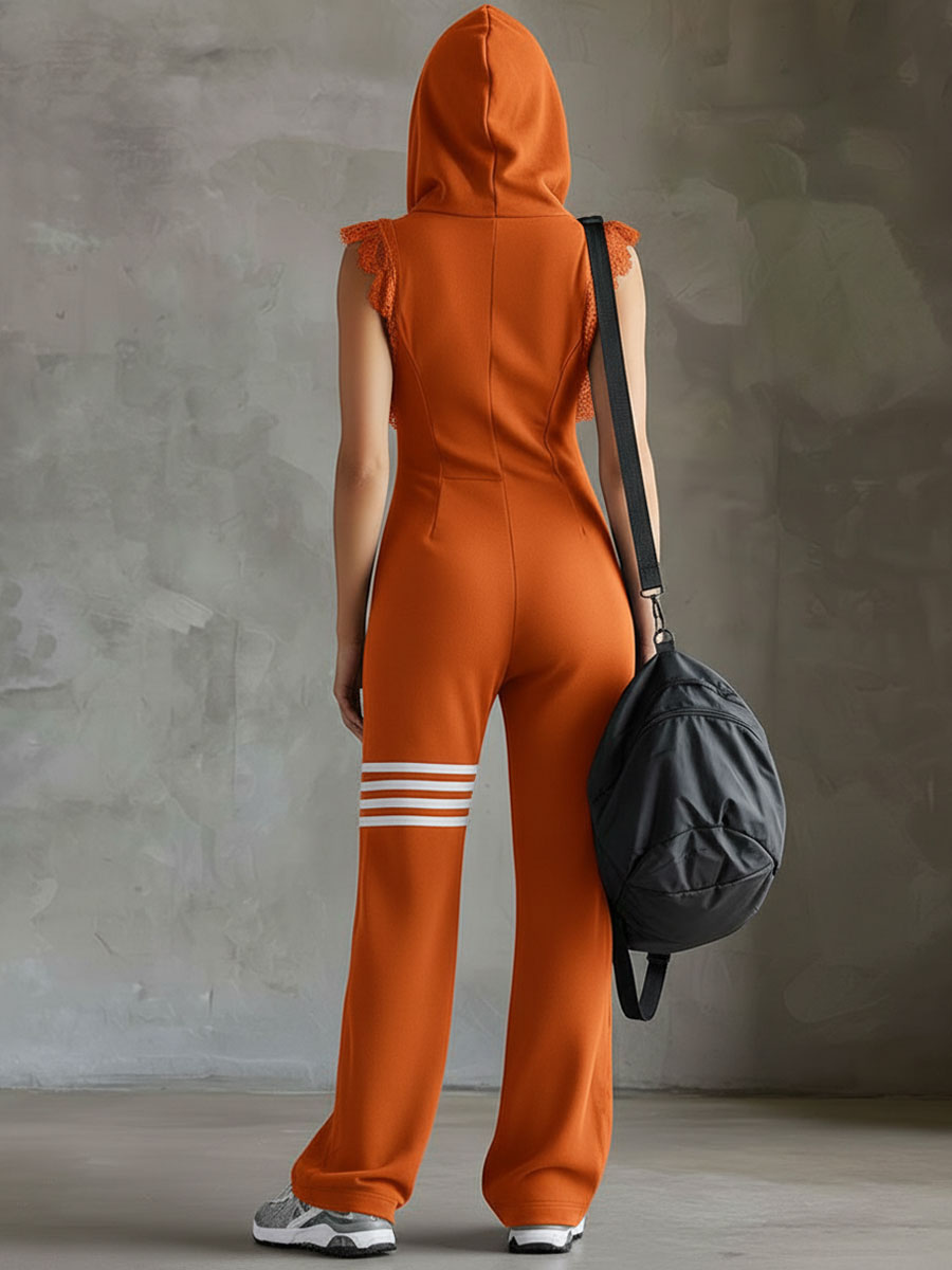 Giada - Retro-Inspired Hooded Sports Jumpsuit with Stripes