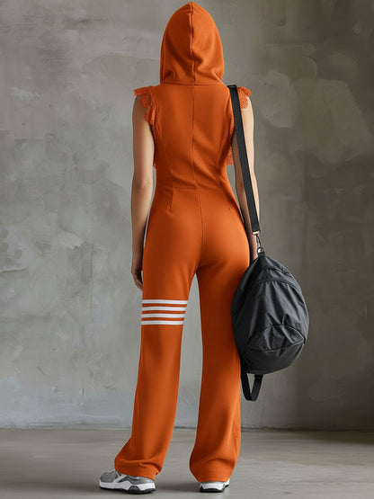 Giada - Retro-Inspired Hooded Sports Jumpsuit with Stripes