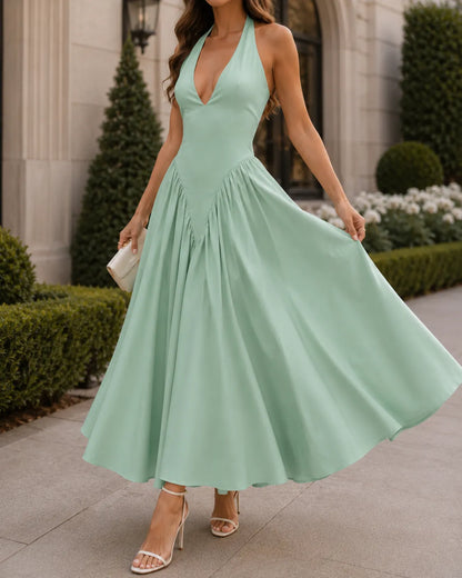 Celeste Halter-Neck Elegant Midi Dress