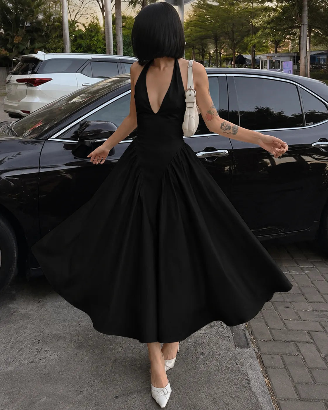 Celeste Halter-Neck Elegant Midi Dress