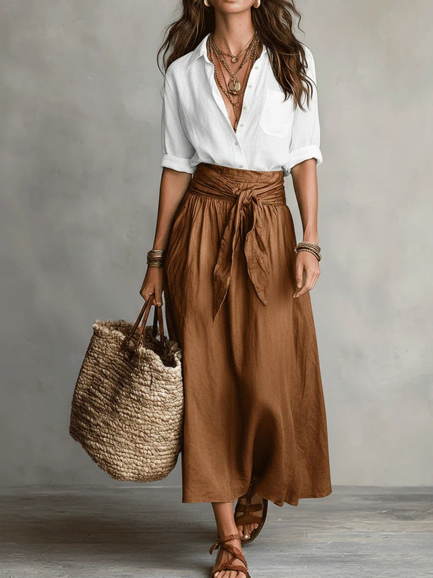 Camilla Tie-Waist Midi Set – Chic, Effortless Two-Piece Ensemble
