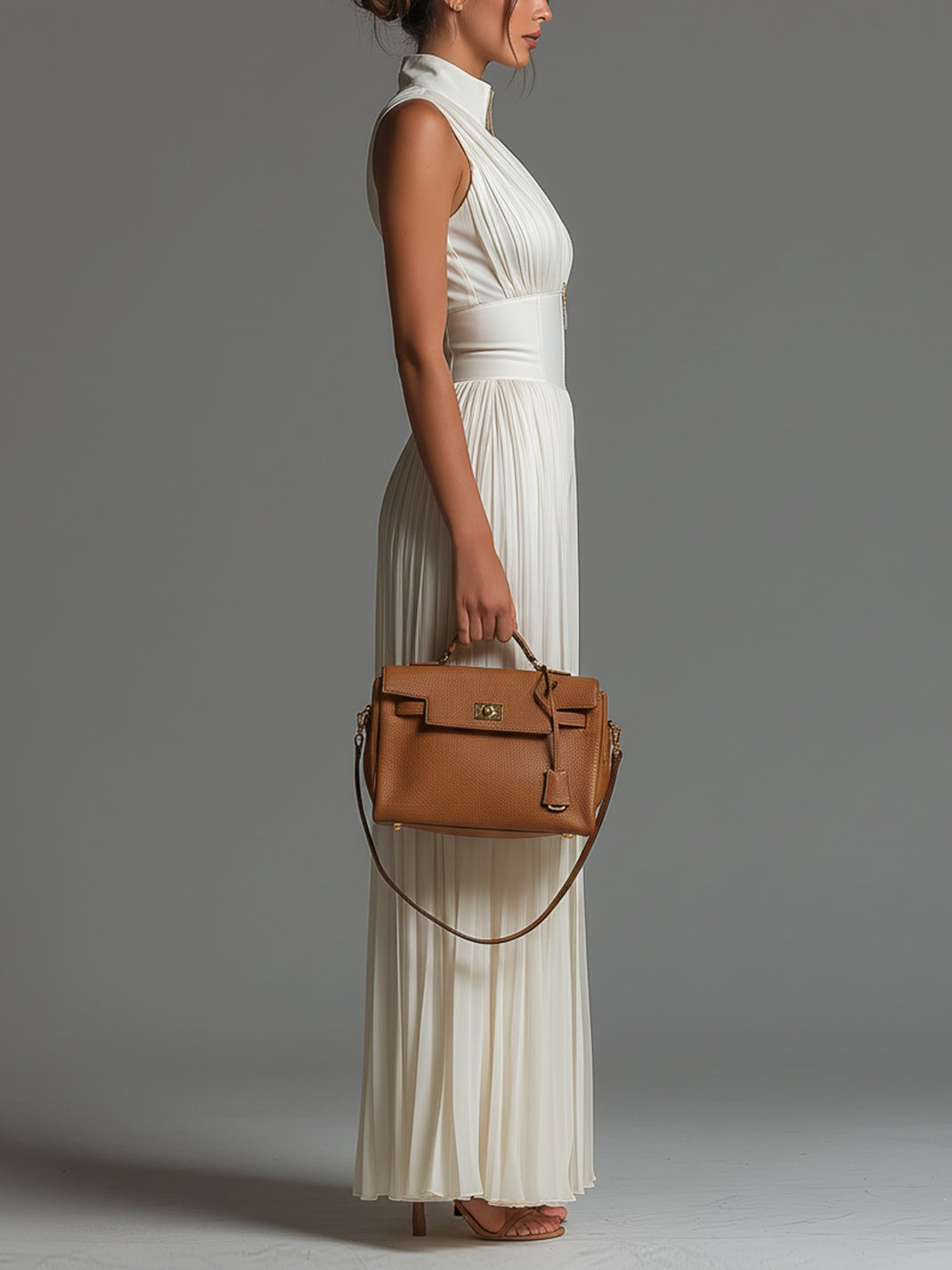 Zsófia Jumpsuit – White Pleated Chiffon, Elegant & Flowy • S1