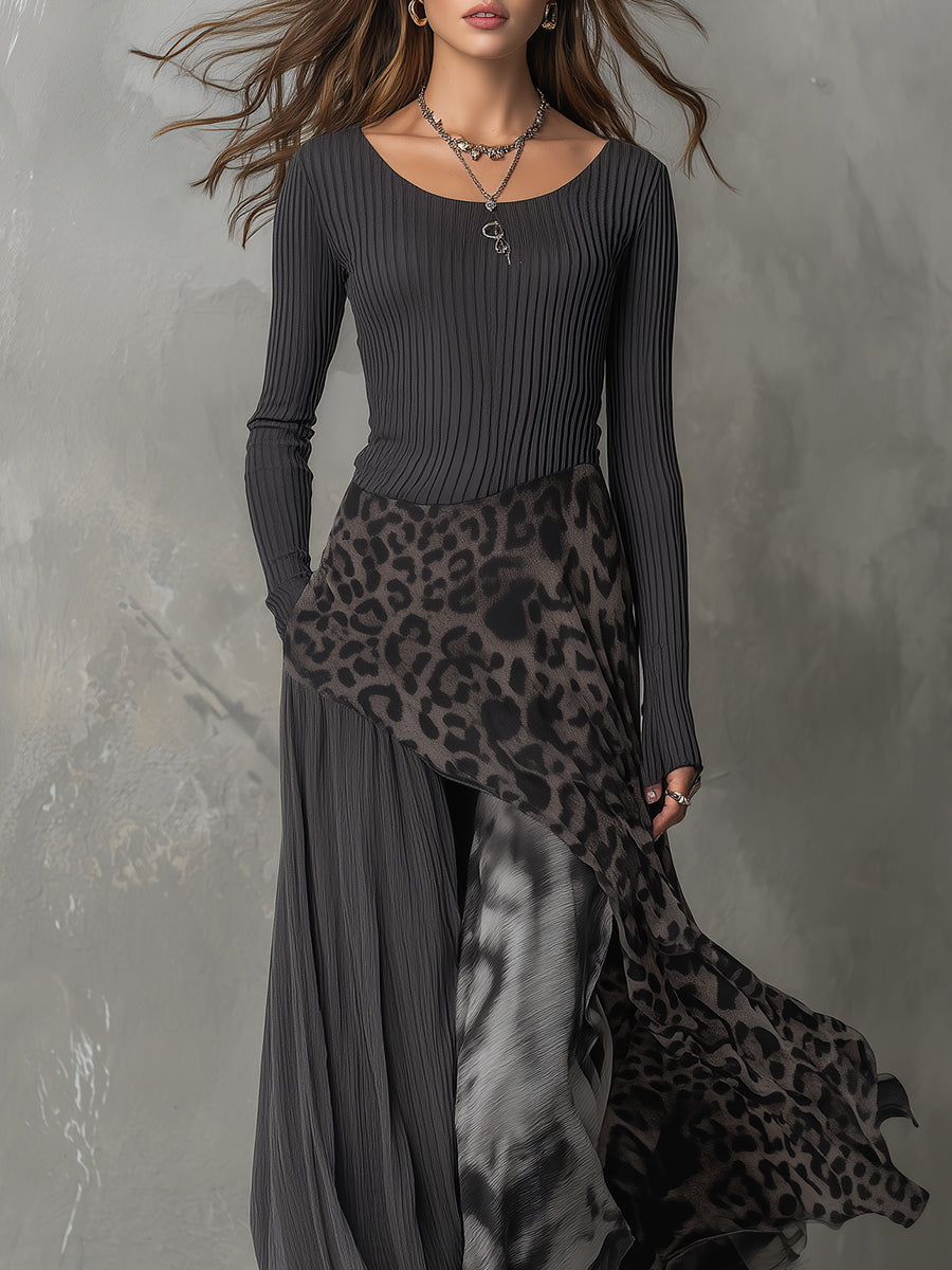 Martina | Boho-Chic Long Leopard-Print Dress • S1