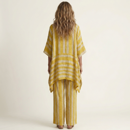 Kiara | Two-Piece Striped Cotton-Linen Set