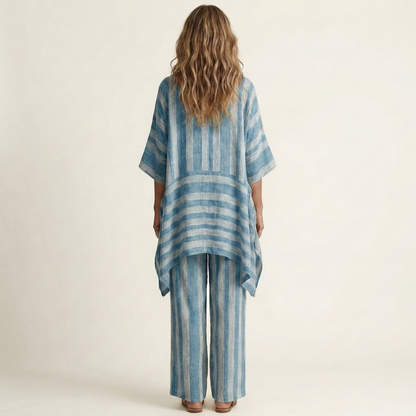 Kiara | Two-Piece Striped Cotton-Linen Set