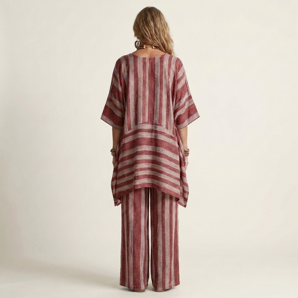 Kiara | Two-Piece Striped Cotton-Linen Set