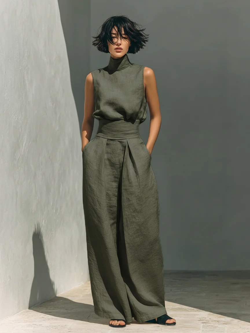 Nuria | Sleek Minimalist Sleeveless Top Set – Size S1